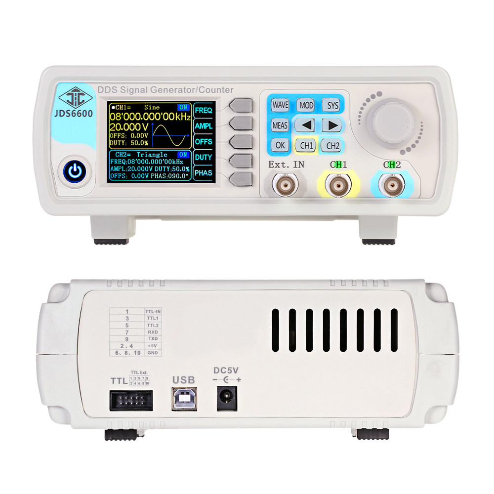Dual Channel Arbitrary Waveform Function Generator 60Mhz - JDS6600 15/30/40/50/60 ميجا هرتز DDS وظيفة