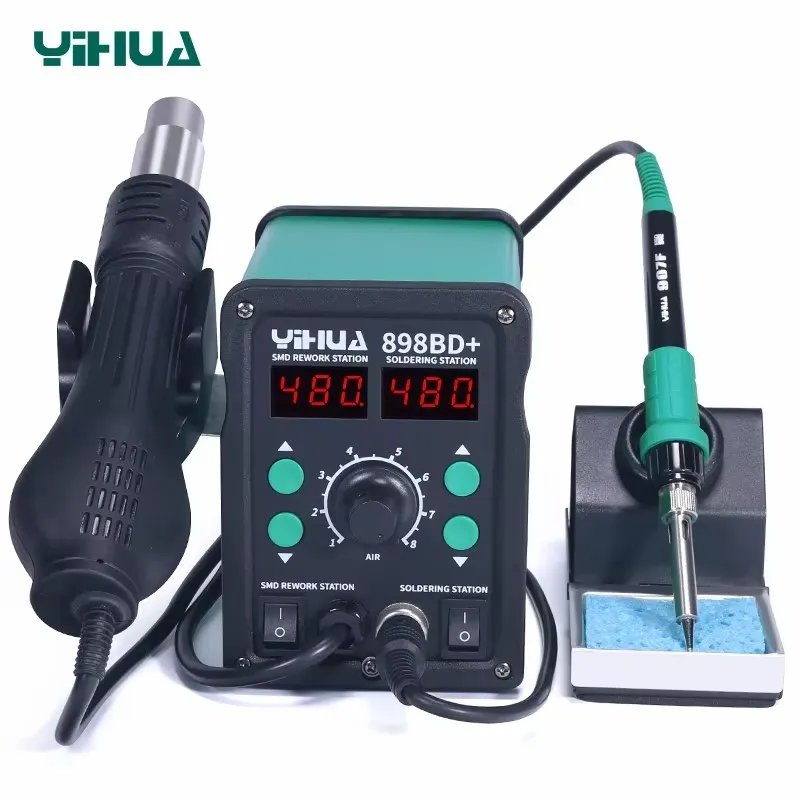 Smd Rework Station Hot Air Soldering 2 In 1 - محطة لحام وفك لحام YIHUA 898BD+