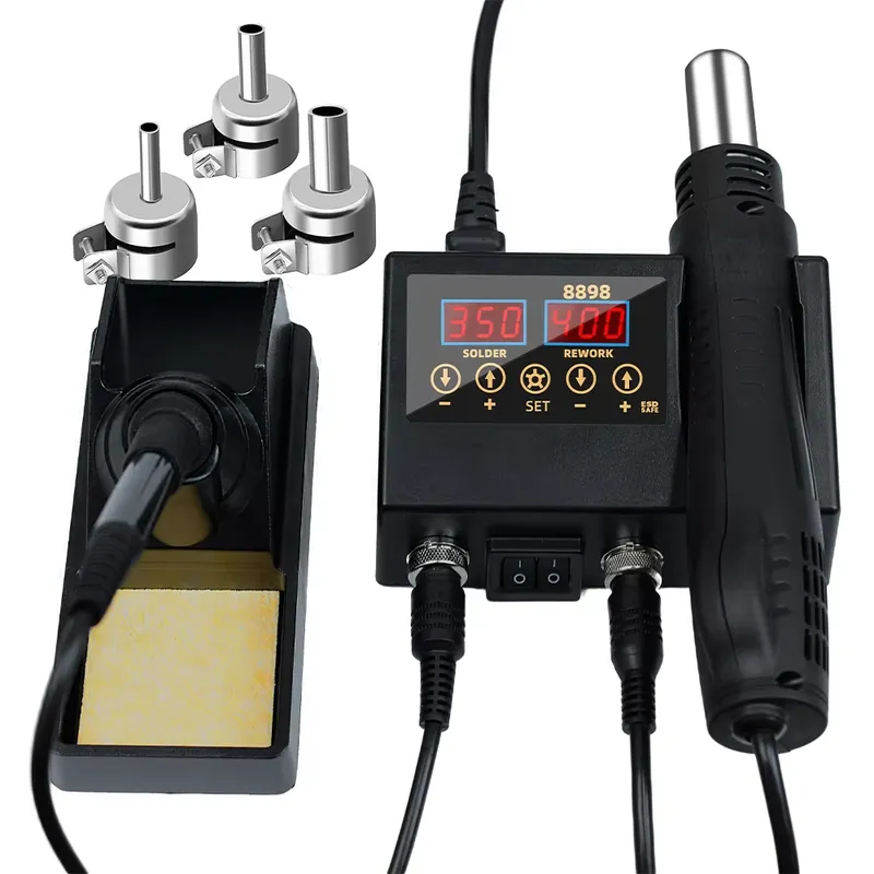 محطة لحام رقمية 2 في 1 بقوة 60 - مراجعة Smd Rework Station Hot Air Soldering 2 In 1 وسعره