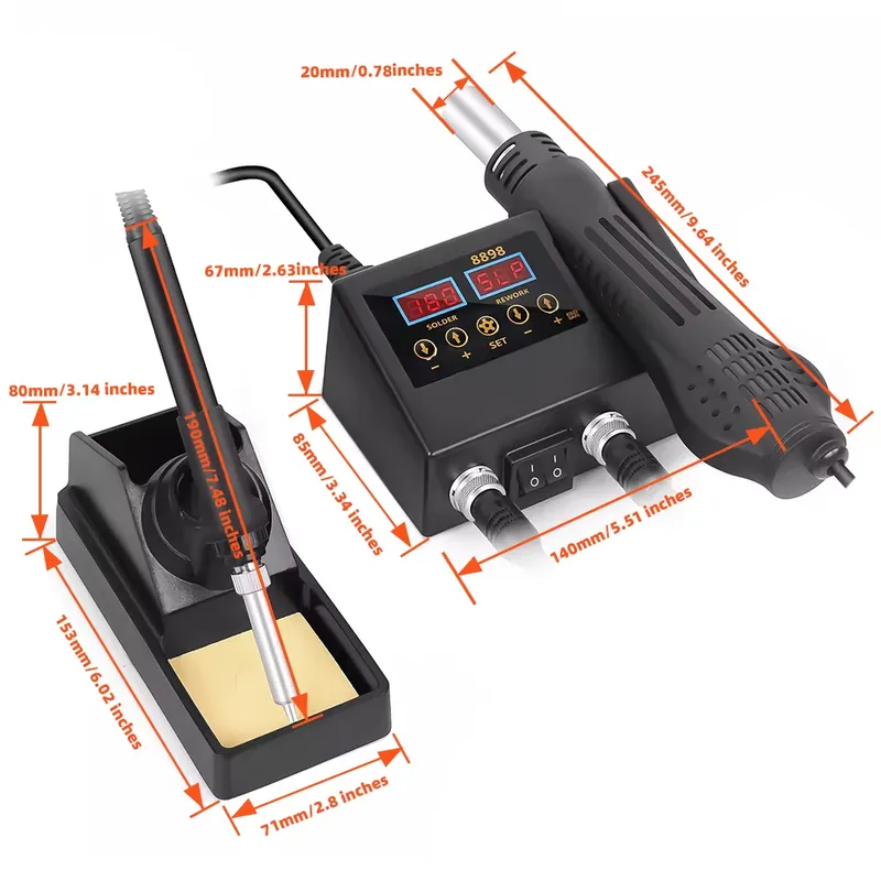 محطة لحام رقمية 2 في 1 بقوة 60 - مراجعة Smd Rework Station Hot Air Soldering 2 In 1 وسعره