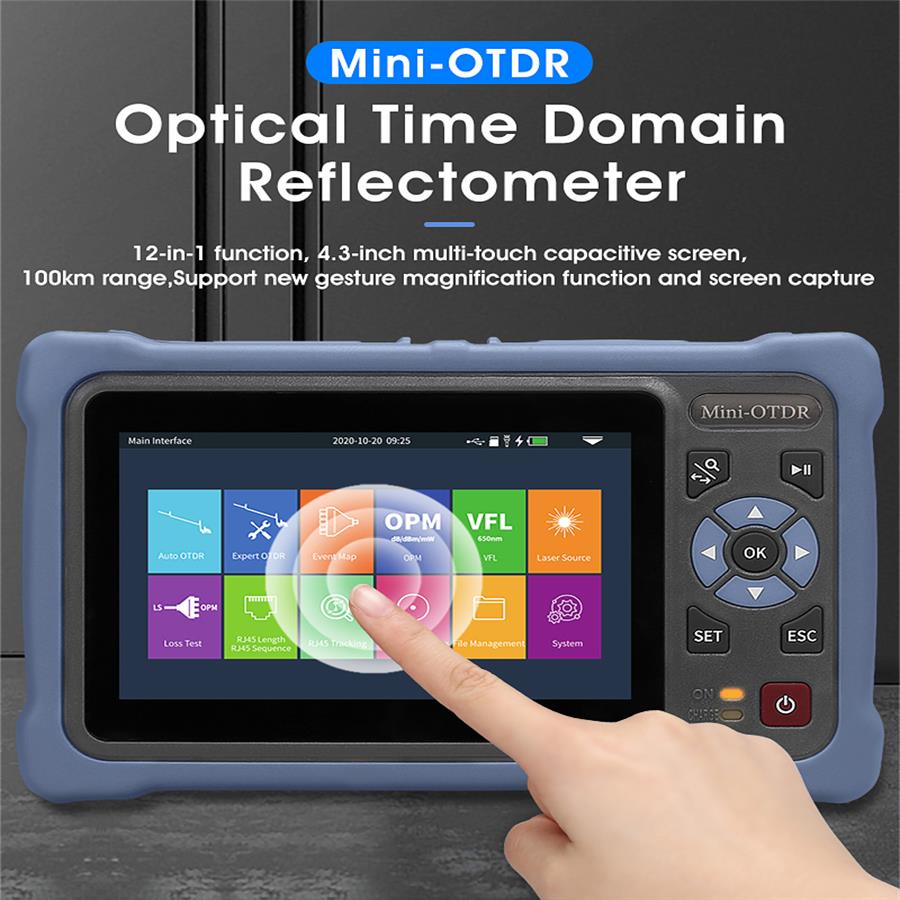 4.3 بوصة تعمل باللمس MINI OTDR - مراجعة Optical Time Domain Reflectometer Otdr 1310 1550Nm وسعره