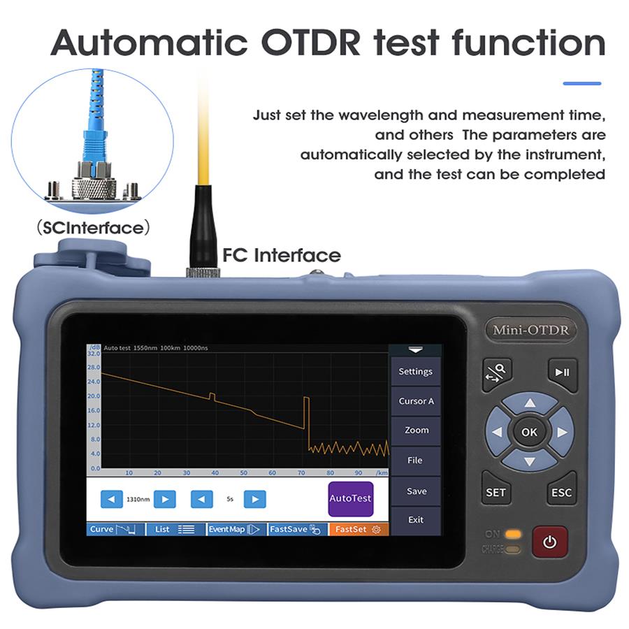 4.3 بوصة تعمل باللمس MINI OTDR - مراجعة Optical Time Domain Reflectometer Otdr 1310 1550Nm وسعره