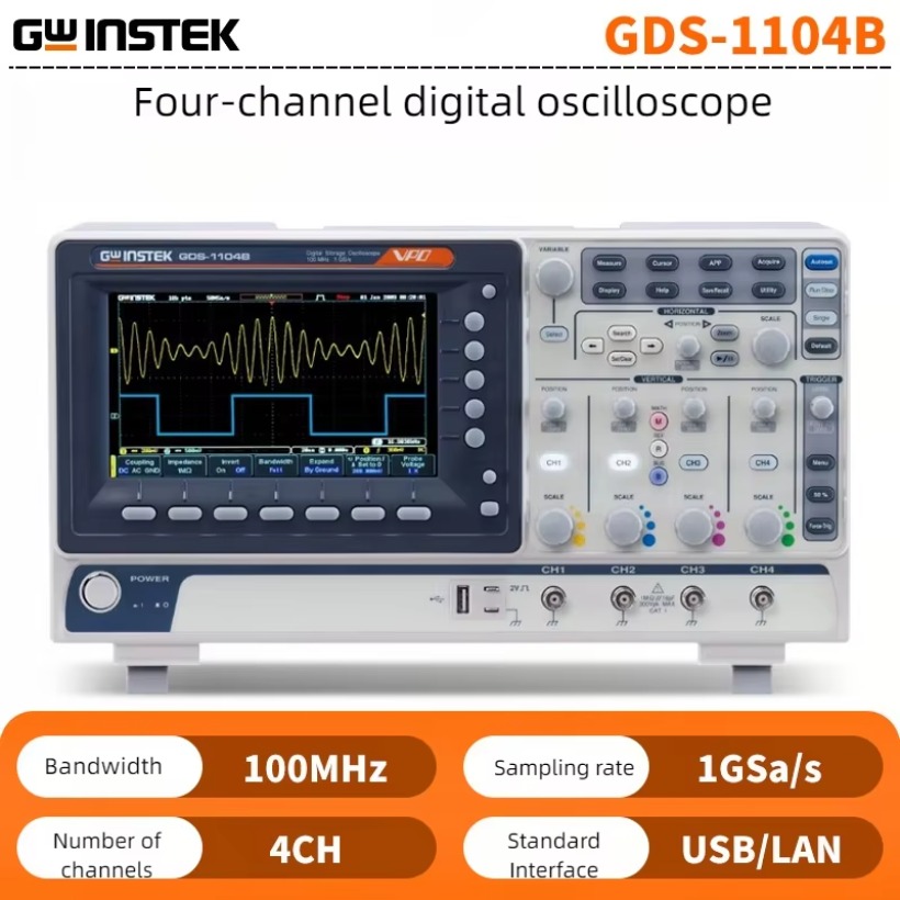 جهاز راسم الذبذبات الرقمي GWIn - مراجعة Digital Storage Oscilloscope 4 Channel 100Mhz وسعره