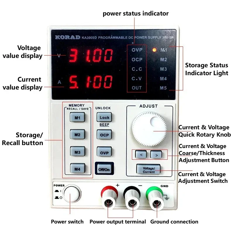 مزود طاقة تيار مستمر خطي منظم  - مراجعة Programmable Linear Dc Power Supply 30V 10A وسعره