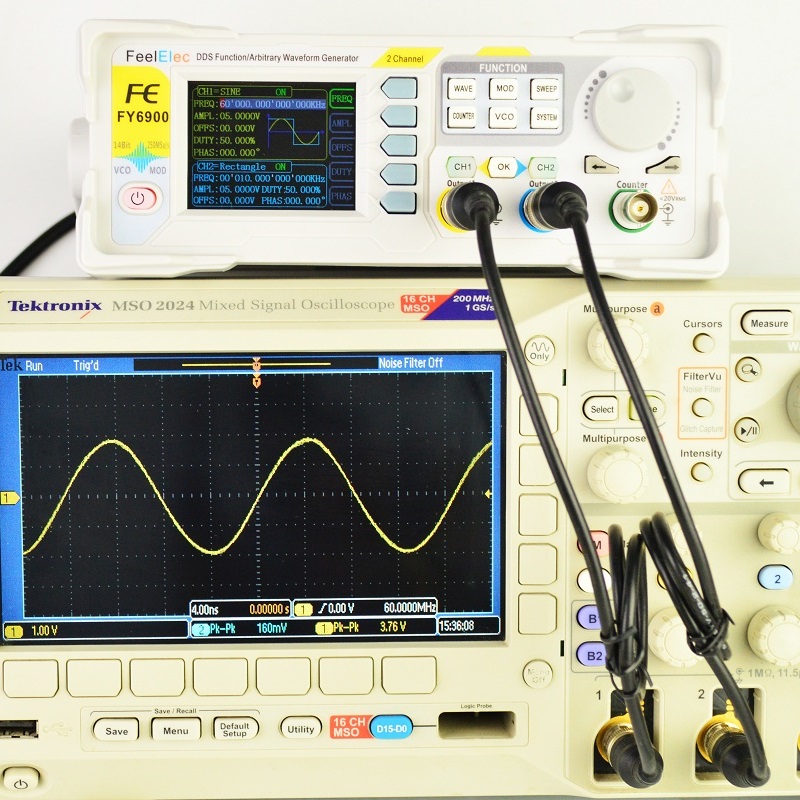 Feelelec FY6900 0-60 ميجا هرتز - مراجعة Dual Channel Arbitrary Waveform Function Generator 60Mhz وسعره
