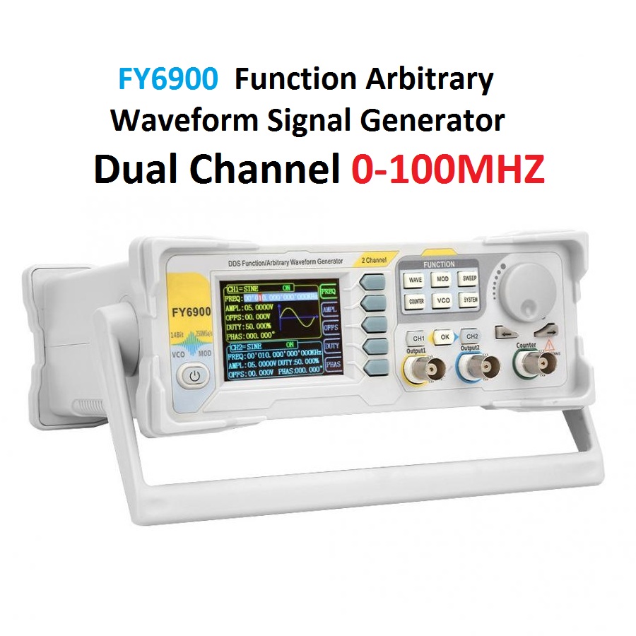 مولد إشارات رقمي FY6900 مع شاش - مراجعة Dual Channel Arbitrary Waveform Function Generator 60Mhz وسعره