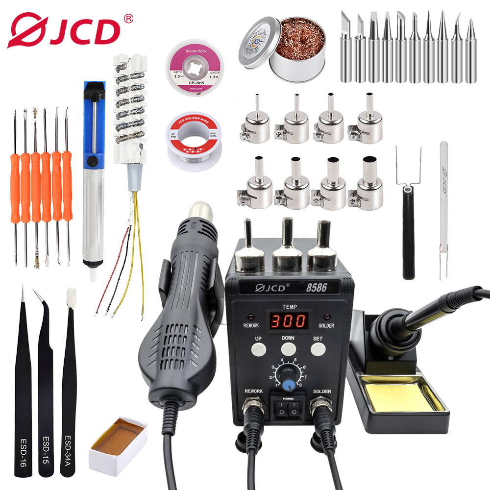 محطة لحام JCD 2 في 1 طراز 8586 - مراجعة Smd Rework Station Hot Air Soldering 2 In 1 وسعره