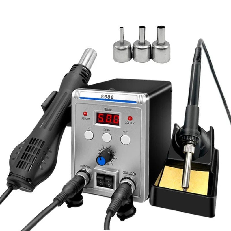 8586 محطة إعادة اللحام 2 في 1  - مراجعة Smd Rework Station Hot Air Soldering 2 In 1 وسعره